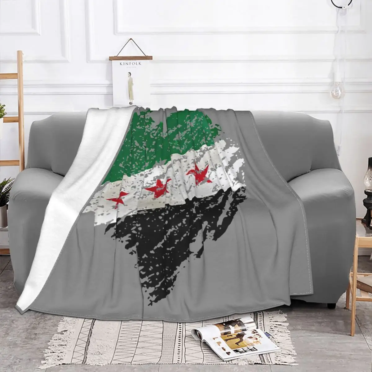 I Love Syria Flag Blankets Fleece All Season Syrian Arab Republic Ultra-Soft Throw Blanket for Bed Couch Plush Thin Quilt