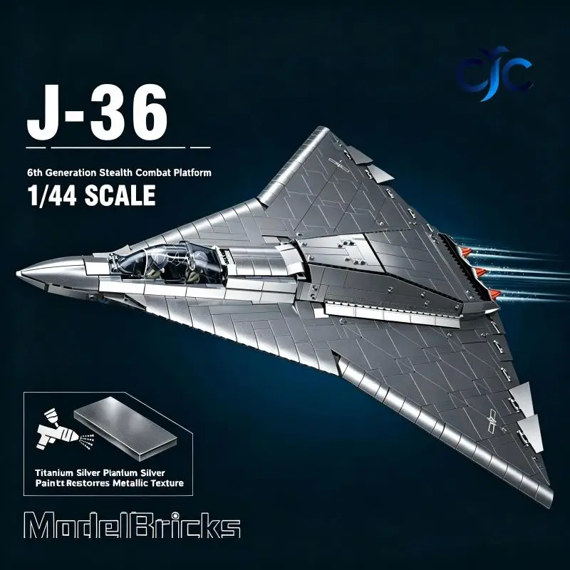 

【CJC】 1:44 J-36 6th Gen Stealth Fighter Building Block Model | Gift for Kids & Military Fans | No.M38-B1186