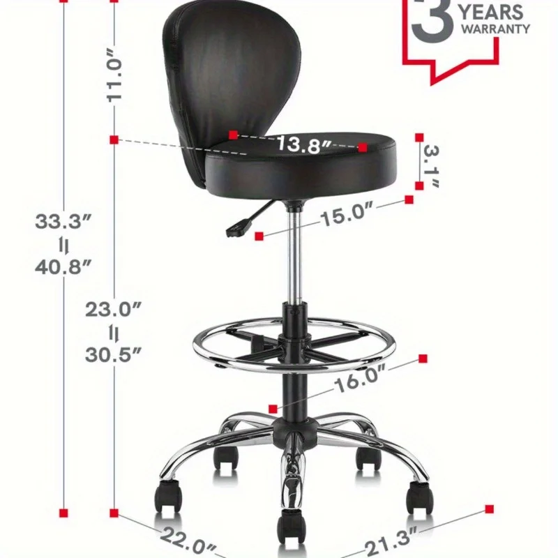 Saddle stool chair with back pedal, heavy duty hydraulic rolling rotary adjustable stool chair, suitable for salon spa beauty