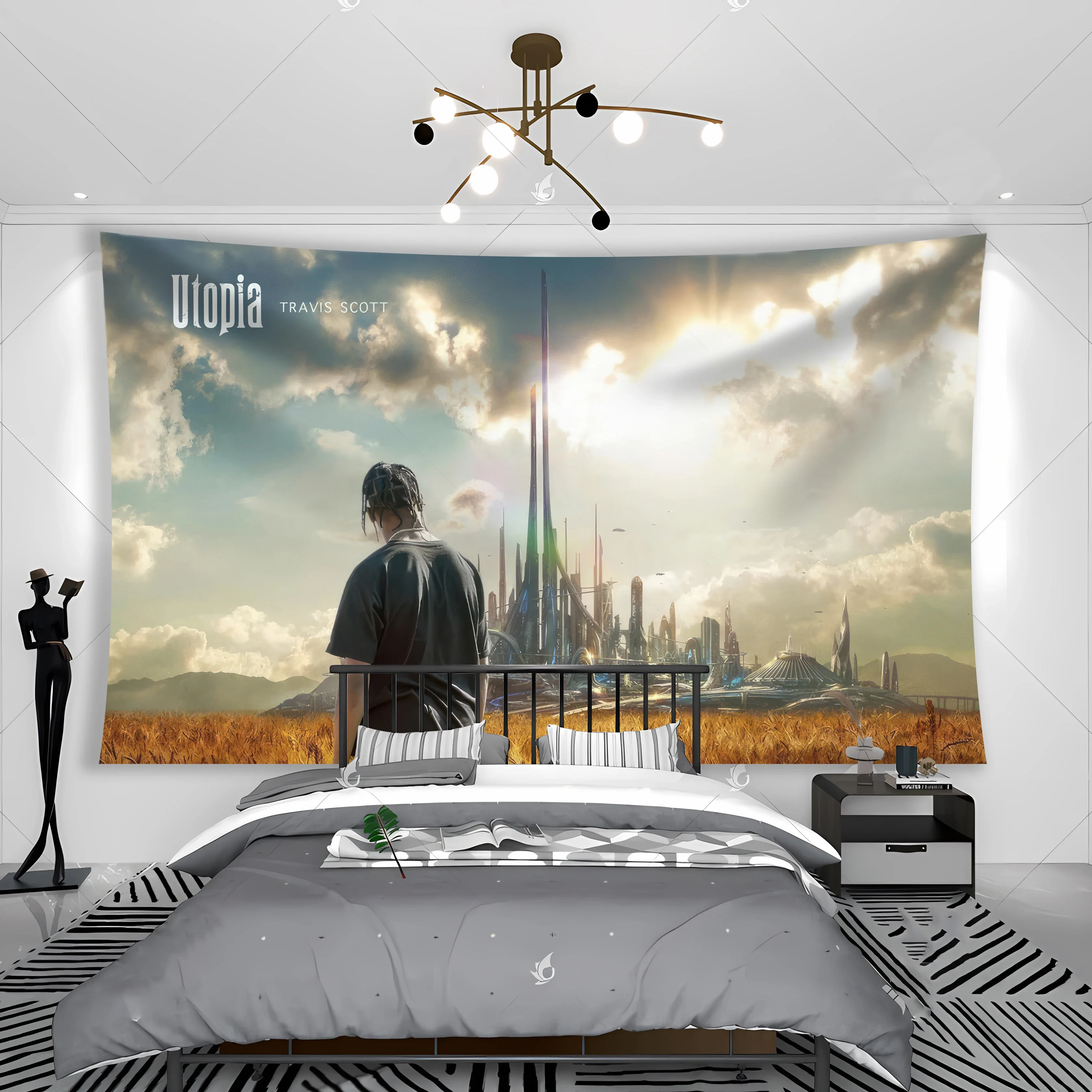 Travis Scotts Album UTOPIA Tapestry Banner Rap Printed Poster Club Or Room Bedside Decoration Student Dormitory 2023 Art