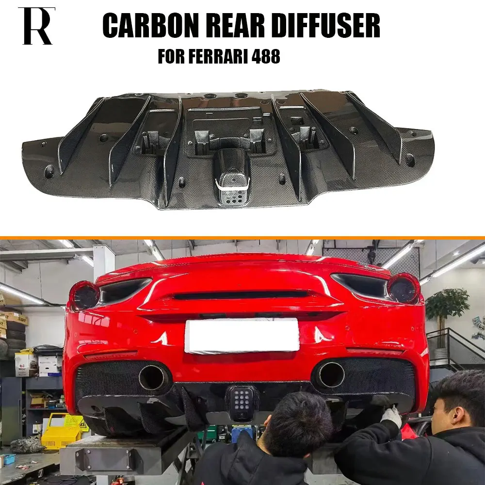 

Real Carbon Fiber Rear Bumper Lip Diffuser for Ferrari 488 2016-UP Auto Racing Car Styling Body Kit Splitter