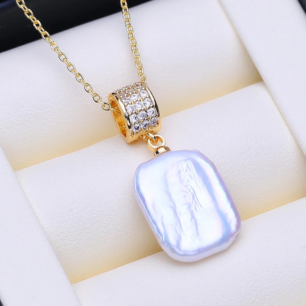 FENASY Natural Freshwater Big Baroque Pearl Necklaces Fashion Gold Silver Pendant Party Jewelry Birthday Gifts For Women