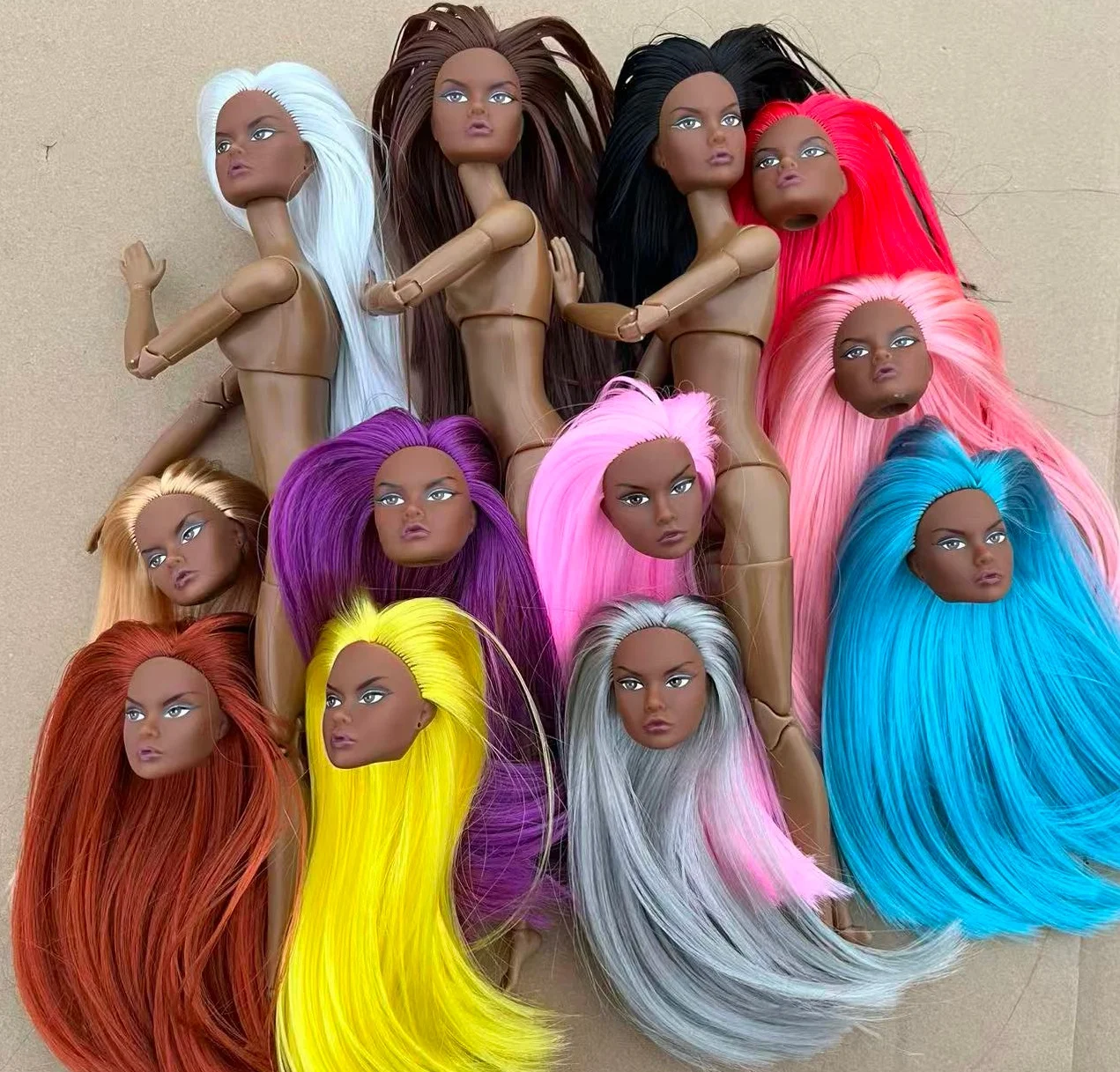 Tête de poupée Poppy 1/6 pour femme, peau couleur café, corps mince, accessoires de collection pour poupées