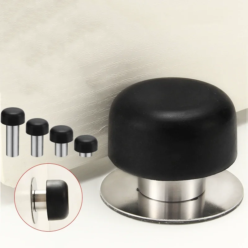 

304 Stainless Steel Rubber Door Stop Punch/Non Punch Door Stopper Floor Wall Mounted Thicken Doorstop Door Hardware Accessory