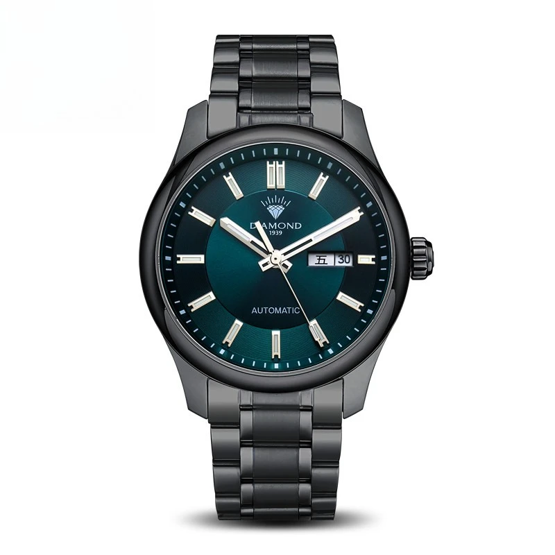 

Shanghai Diamond Brand Watch Men's Automatic Mechanical Luminous Calendar Week Waterproof Stainless Steel Business Men's Watch