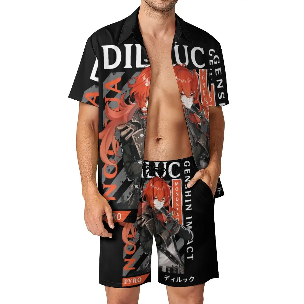 Diluc Genshin Impact Classic in vendita tuta da spiaggia da uomo di alta qualità 2 pezzi vestito Vintage uscire taglia USA