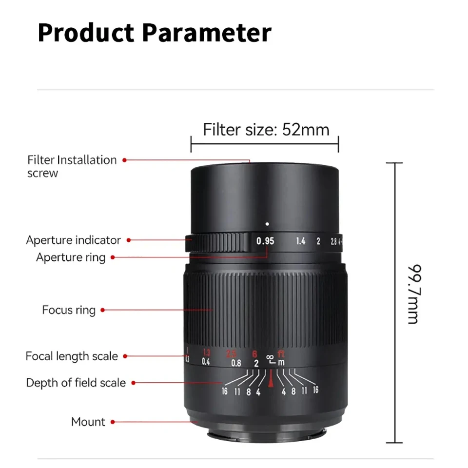 Объектив для документальной фотографии 7artisans 25 мм F0.95 APS-C с большой апертурой для Sony A6000 Nikon Z50 Canon R5 Fuji X-T30