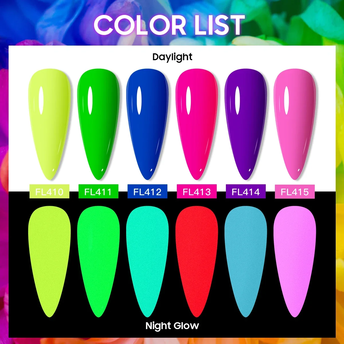 FOUR LILY 7ml Fluorescent Glow-in-Dark Nail Gel Polish Neon Luminous Colorful Long Lasting Soak Off UV LED Gel Nail Art  Vernis
