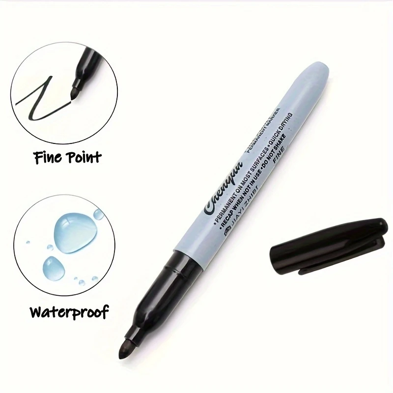 10 Fine-tip Black Permanent Marker Pen, Smudge-proof and Quick-drying, Suitable for Daily Office Use image 4