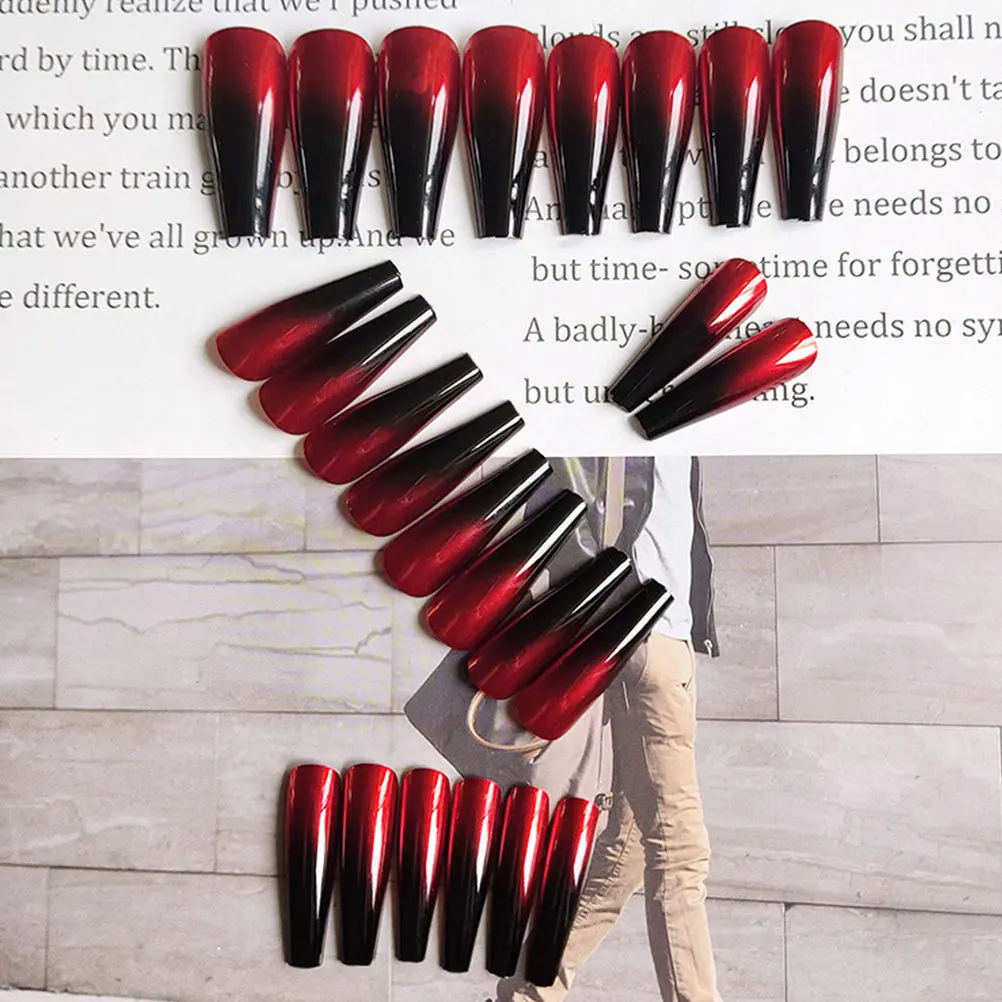 

Ballerina Fake Nails Long Glossy Gradient Press On Nail Tips Full Cover Artificial Fingernails Manicure Beauty Tools