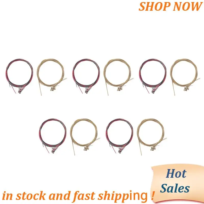 

ABVB-10 наборов из 6 гитарных струн, сменные стальные струны для акустической гитары, инструмент для замены гитары