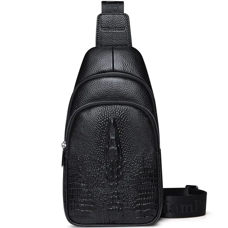 Bolso de cuero para hombre, bolso cruzado multifuncional de moda, mochila informal