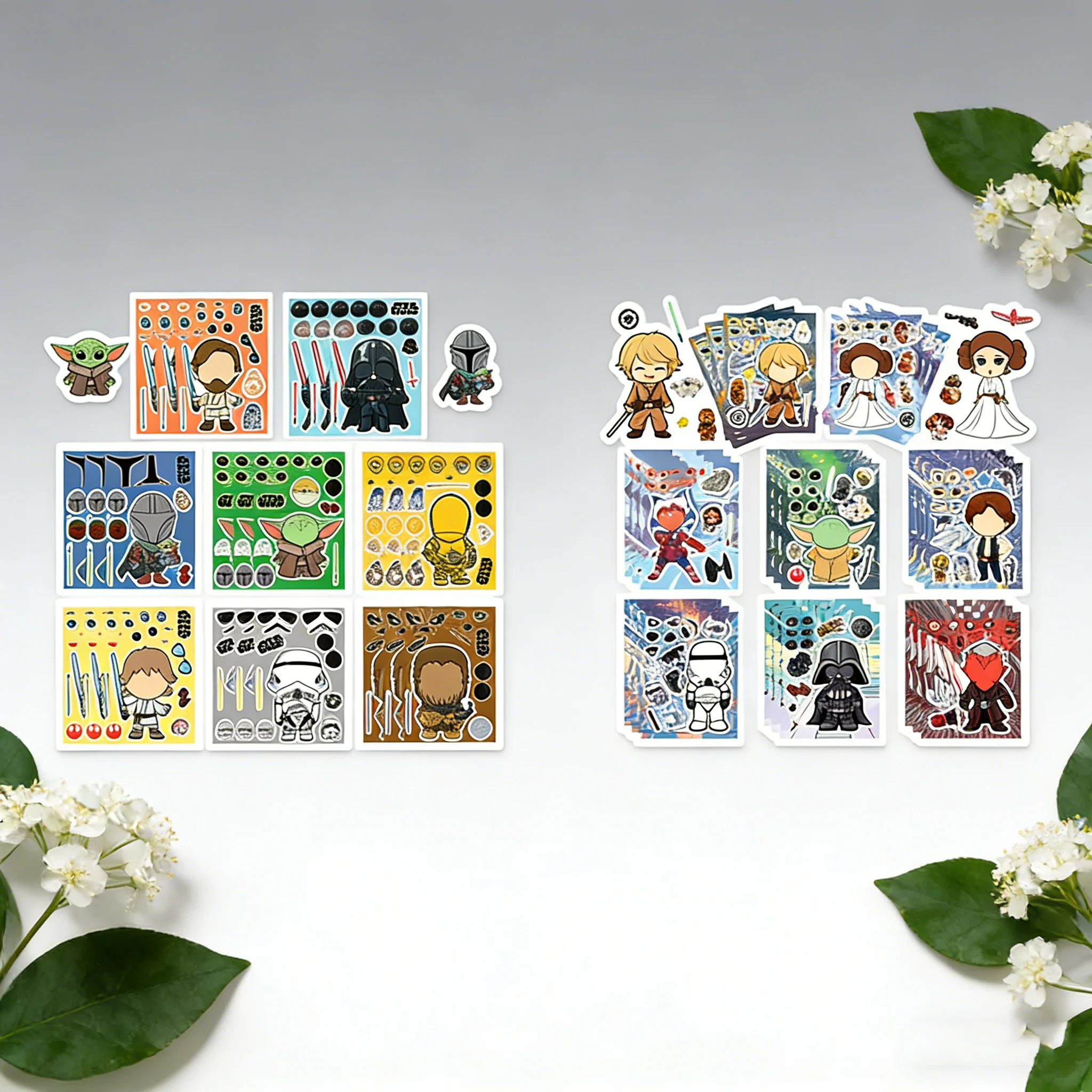 Pegatinas de Rompecabezas de Star Wars, 8/16 Piezas, Manualidades DIY, Crea una Cara, Rompecabezas de Dibujos Animados Impermeables Versión Q para Fiestas y Recuerdos Divertidos