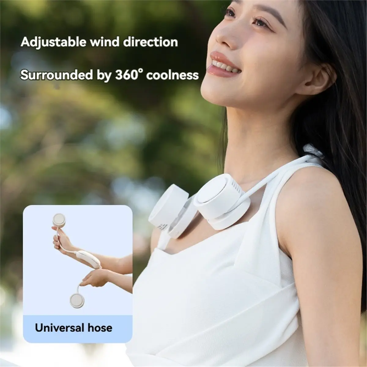 update. Neck Fan with Cold Compress Function Outdoor Travel Sport Wearable Mini Hanging Neck Fan 3Gear Wind