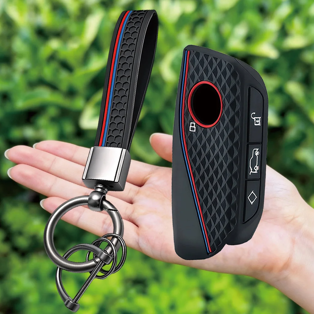 New Sale Keychain Silicone Car Key Case Cover Shell Fob For BMW I7 X7 G07 LCI IX I20 X1 U11 7 Series G70 G09 XM U06 G81 M3 Fob