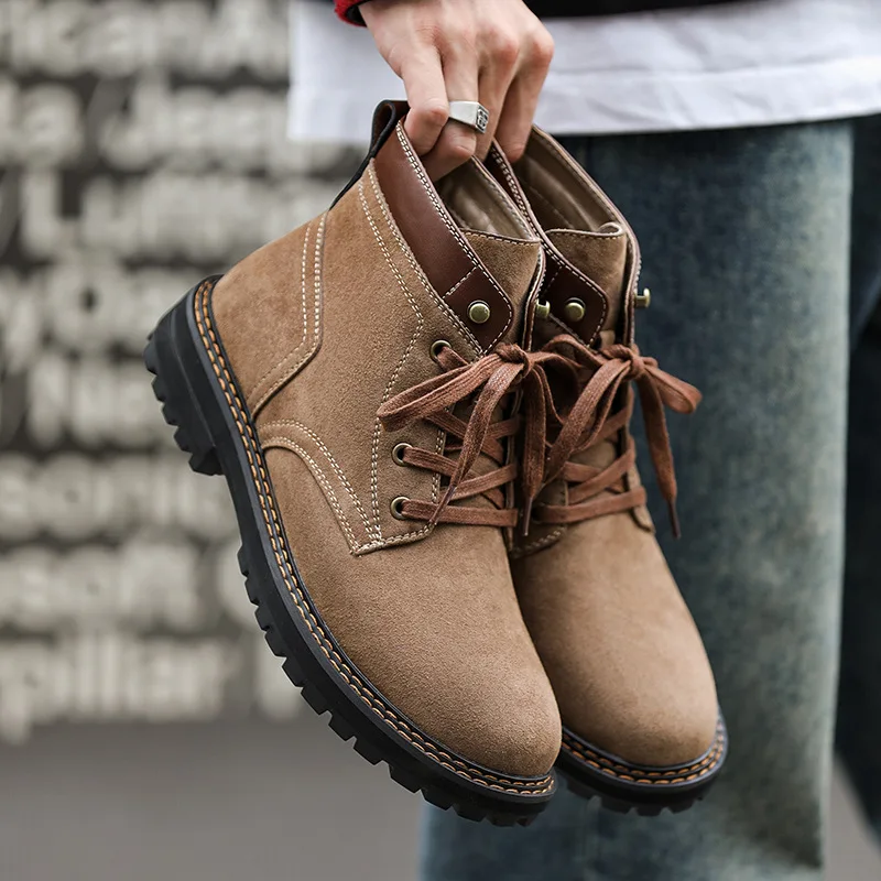 New Autumn Winter Tooling Ankle Men Leather Boots High Quality Man Cow Suede Outdoor Work Business Boots Desert Shoes