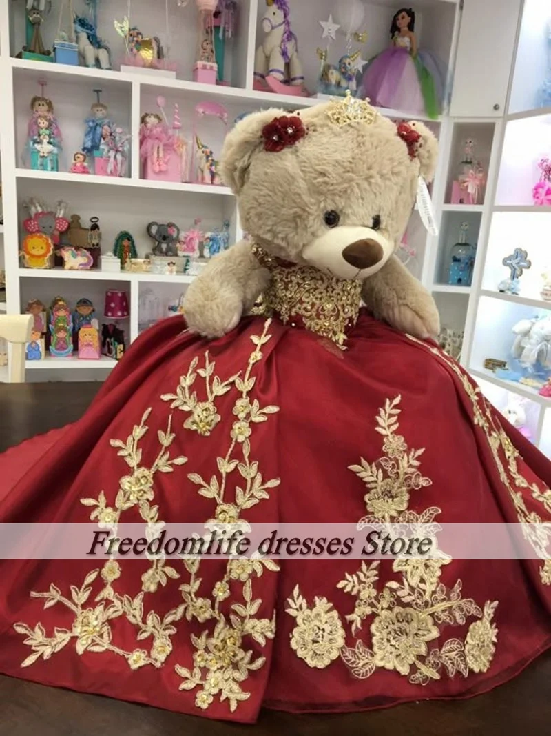 Personalized Quinceanera Teddy Bear Dress Custom made Lace Applique Mini Gowns For Teddy Bears Quince vestidos de 15 años