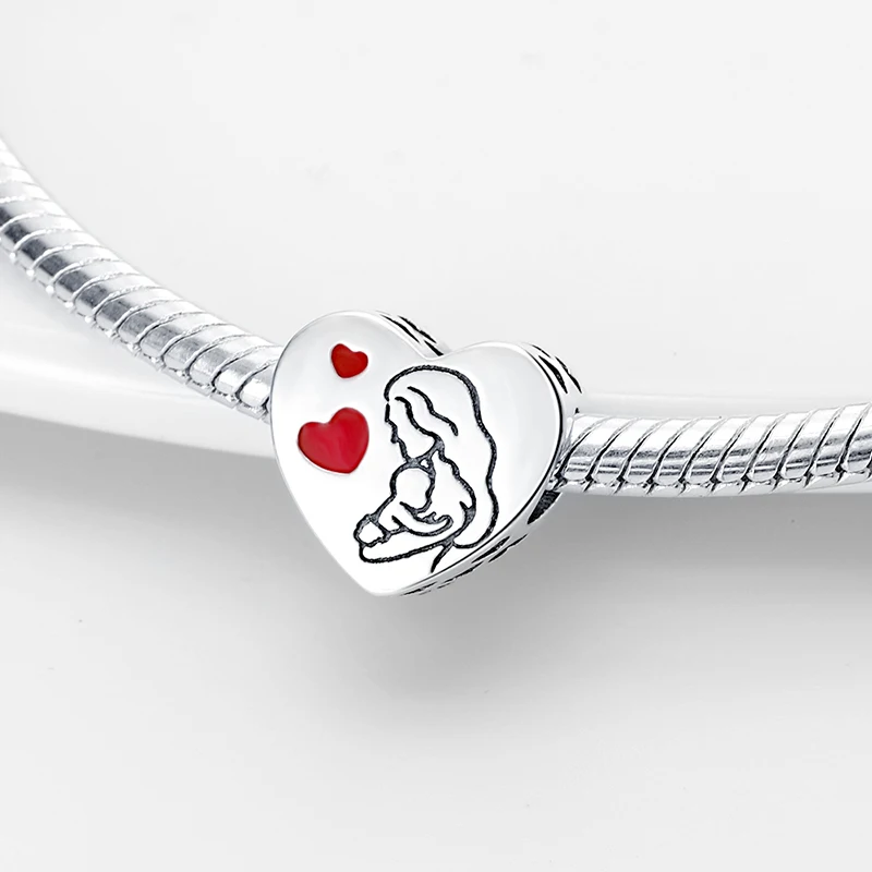 Classic Heart Collection Charm 925 Sterling Silver Romantic Beads adatto per Pandora Charm braccialetto originale regalo di gioielli fai da te