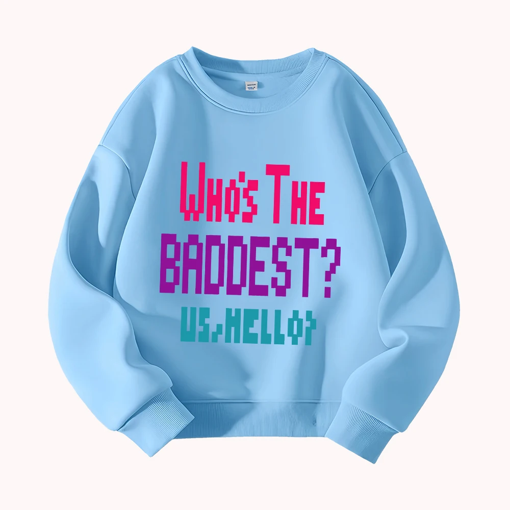 من هو الأسوأ؟ الولايات المتحدة مقابل مرحبا؟ سويت شيرت برسومات Pixel Art للرجال والنساء للجنسين، بلوفر كاجوال بياقة دائرية، ملابس شارع عصرية