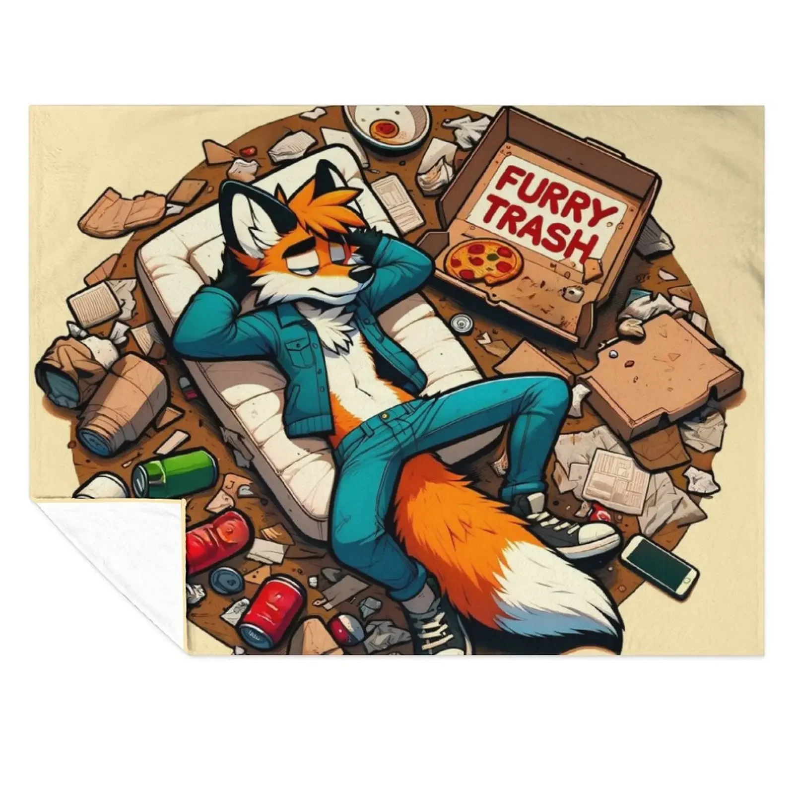 

Anthro Furry Trash Fox Art Throw Blanket Warm Softest valentine gift ideas Luxury Designer Blankets