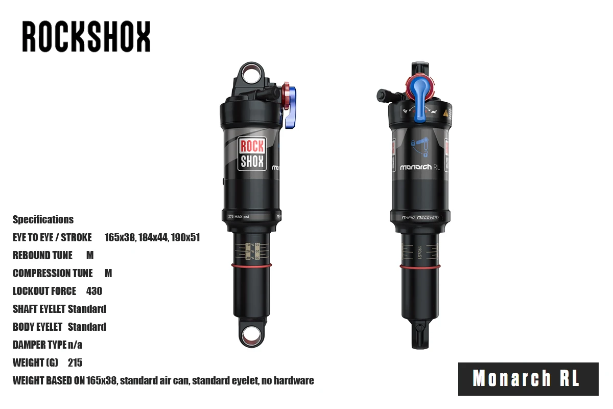 ROCHSHOX REAR SHOCK MONARCH RL RS-MNR-RL-C3 2-position compression adjustment (open/lock) MTB & Road bicycle acesssories cycling