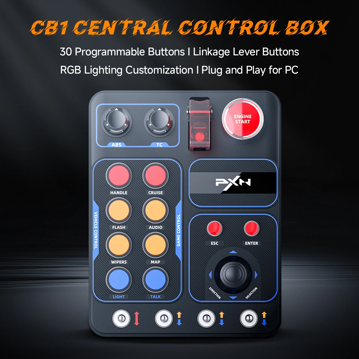 PXN CB1 Симулятор Гоночный центральный блок управления Панель Многофункциональный блок управления ключами RGB для гоночной игры Пользовательские подарки для ПК для мужчин PXN CB1 Симулятор Гоночный центральный блок управления Панель Многофункциональный блок управления ключами RGB для гоночной игры Пользовательские подарки для ПК для мужчин