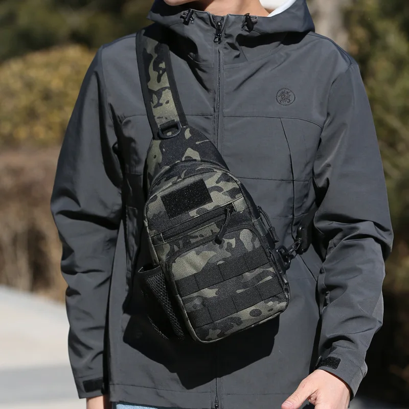 Sport wear-resistant Oxford cloth chest bag kettle set chest bag outdoor jungle adventure shoulder diagonal across chest bag