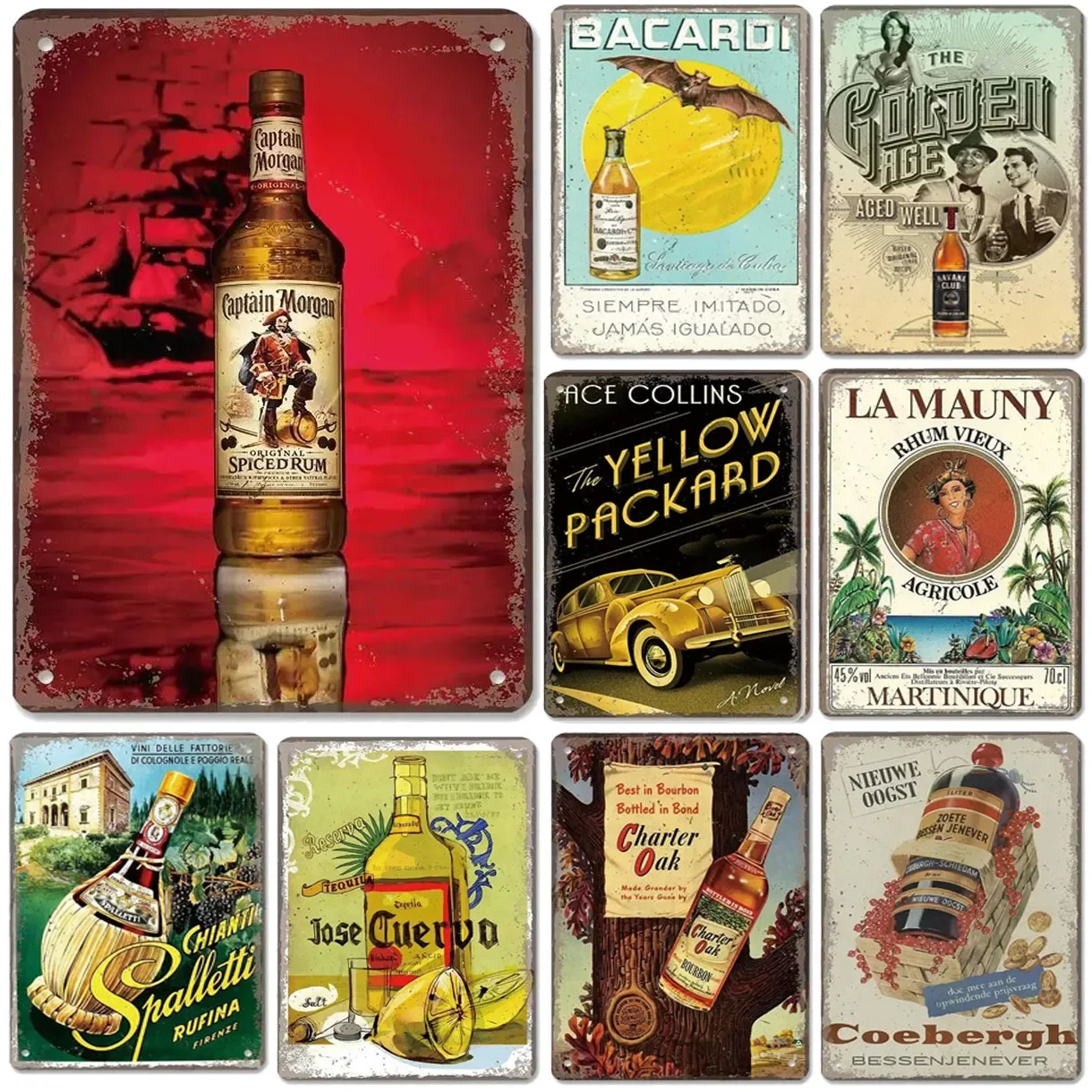 Plaque Metal Tin Signs Captain Bacardi Wall Decoration Vintage Art Posters Iron Painting for Man Cave Home Cafe Garden Club Bar