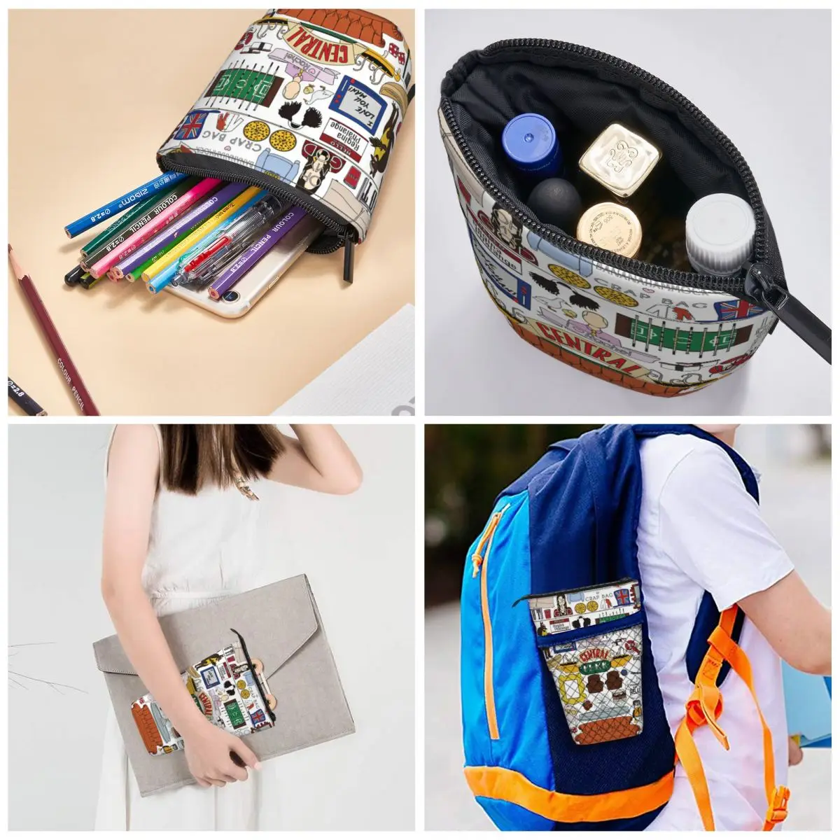 Boîte à stylos Friends Tv Show pour étudiant, sac à fermeture éclair pour l'école, sac de papeterie pour enfant, étui à crayons rétractable vertical