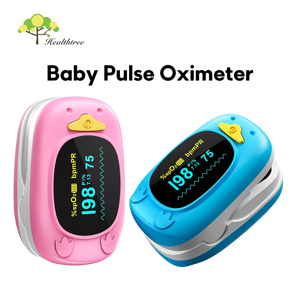 HealthTree Baby Finger Pulse Oximeter Pediatric Oximetro De Dedo SpO2 PR PI Pulsioximetro for Kid Child Children OLED Screen