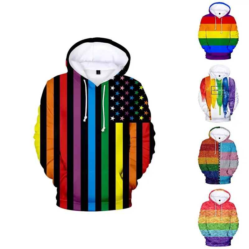 LGBT Rainbow Flag Lesbians Gays 3d Hoodies Pullover Fashion Men Women Hoodie Hoody Casual Long Sleeve 3D Hooded Sweatshirts Tops