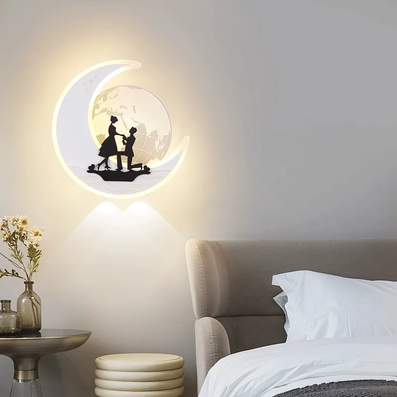 LED wall lamp personalised swan windmill sailboat pattern indoor home background wall decoration lamps and lanterns