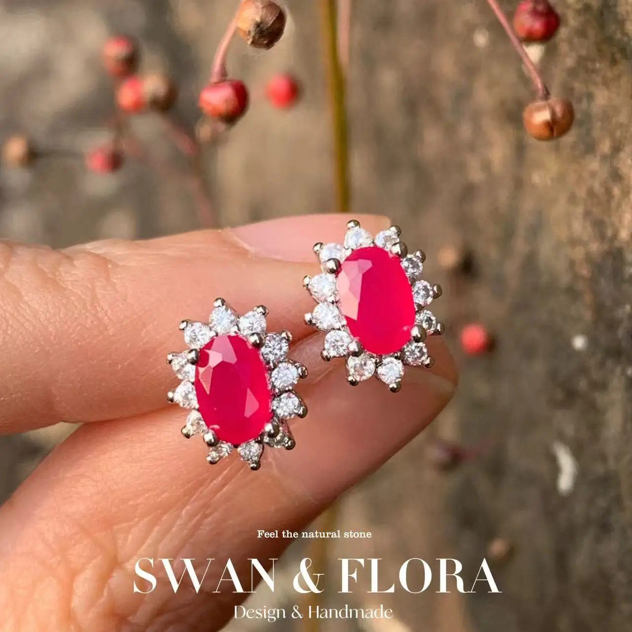 5*3 مللي متر البيضاوي الطبيعية روبي أقراط 925 الفضة قرط الاذن المرصع للنساء 925 فضة لطيف هدية منع الحساسية غرامة مجوهرات #2