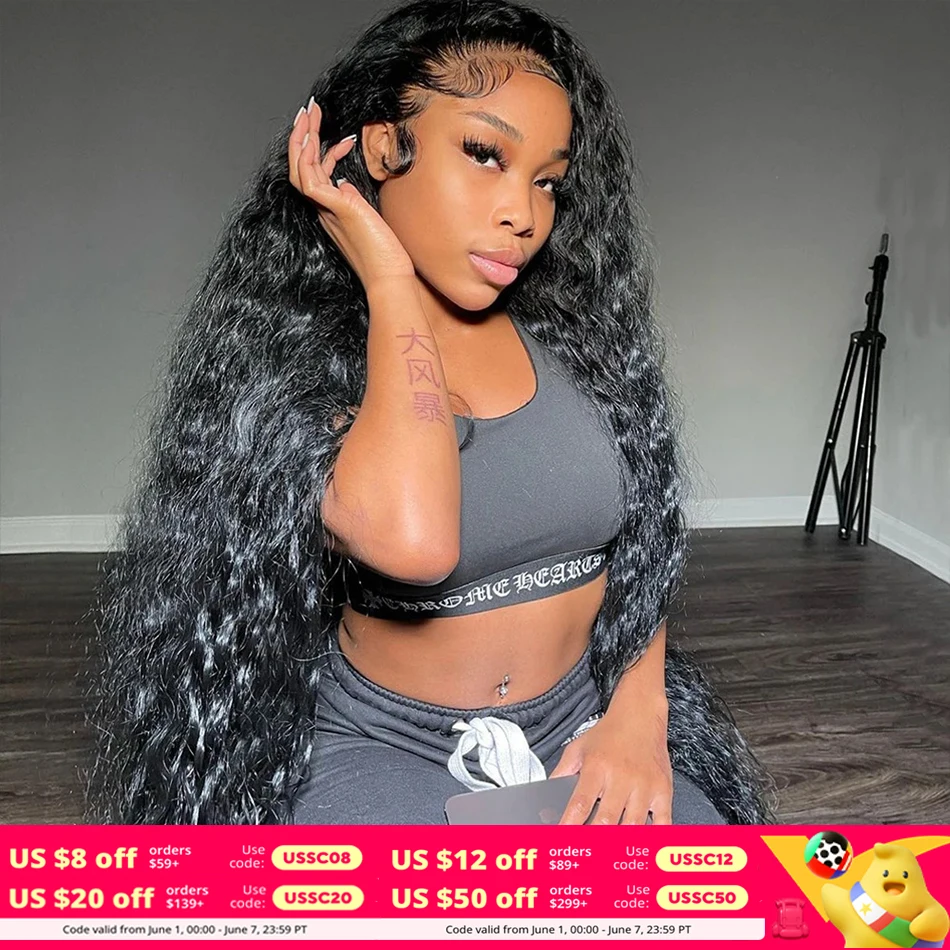 13x6 Hd Lace Frontal Wig Loose Deep Wave Wigs For Brazilian Women Curly Human Hair 40 Inch Hair Deep Water Wave Lace Front Wig