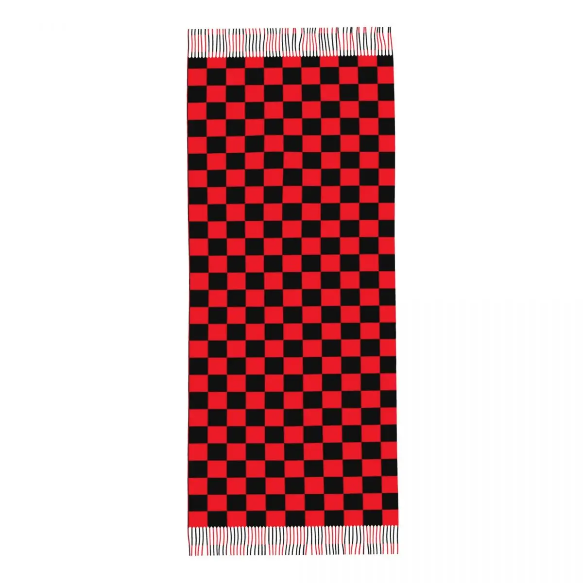 Red Checkerboard Shawl Wraps Womens Winter Warm Long Soft Scarf Nodic Geometry Christmas Neckerchief Shawl Scarves