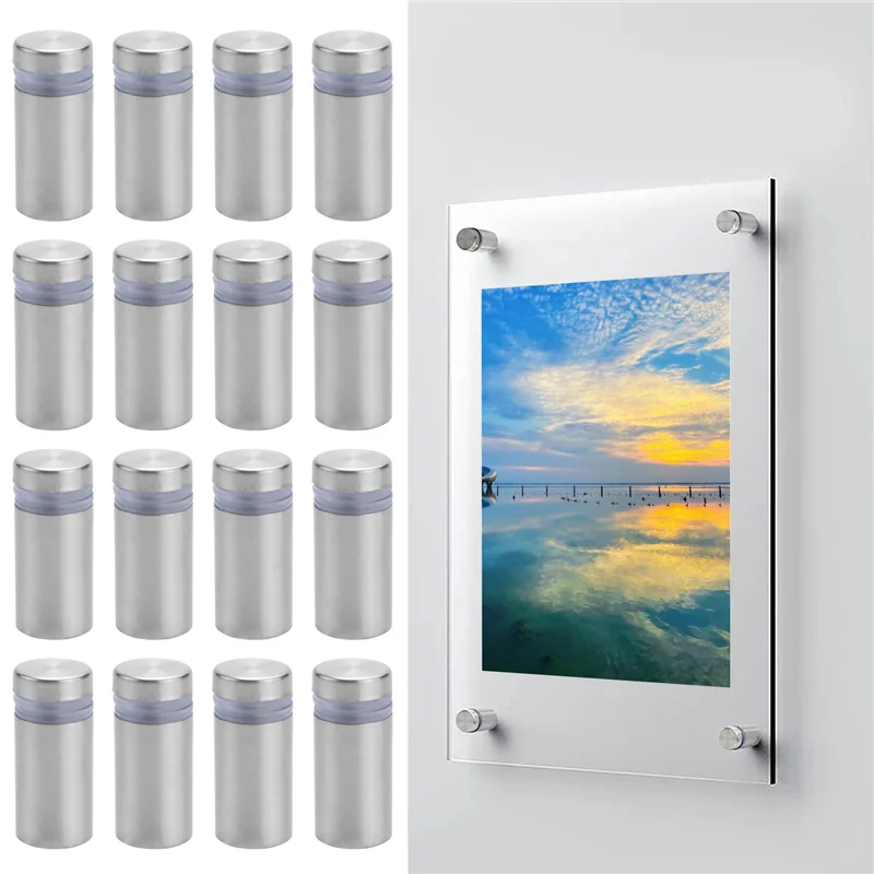 A21I-100 Pak Sekrup Kebuntuan Tanda Baja Tahan Karat Paku Dudukan Kebuntuan Dinding untuk Karya Seni Kaca dan Pajangan (1/2X1 Inci)