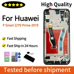 화웨이 P 스마트 Z STK-LX1 LCD 디스플레이 터치 스크린 디지타이저, 화웨이 Y9 프라임 2019 STK-L21 L22 LX3 디스플레이 프레임, 6.59 인치 AAA