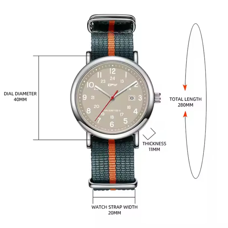 أزياء الرجال الرياضة ووتش قماش التقويم للماء النايلون التناظرية الساعات العسكرية الوقت عارضة ساعة معصم Montre Pour Hommes