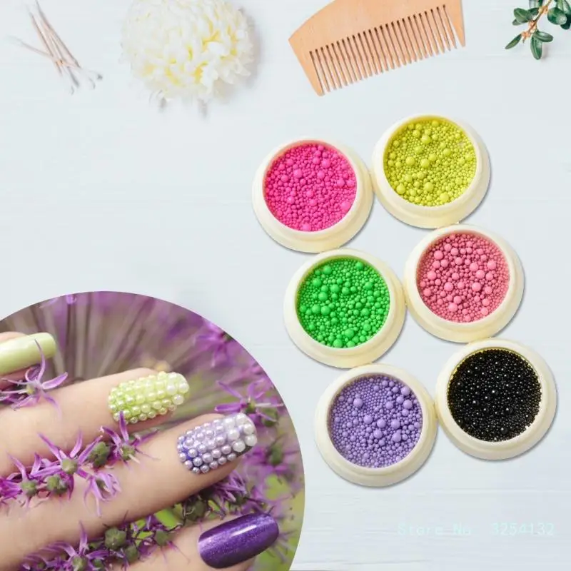 6 bottiglie Macaron Color 3D Nail Art Beads Nail Art Steel Balls Mini Metal Caviar Nails Beads Nail Balls for DIY Manicure Decor