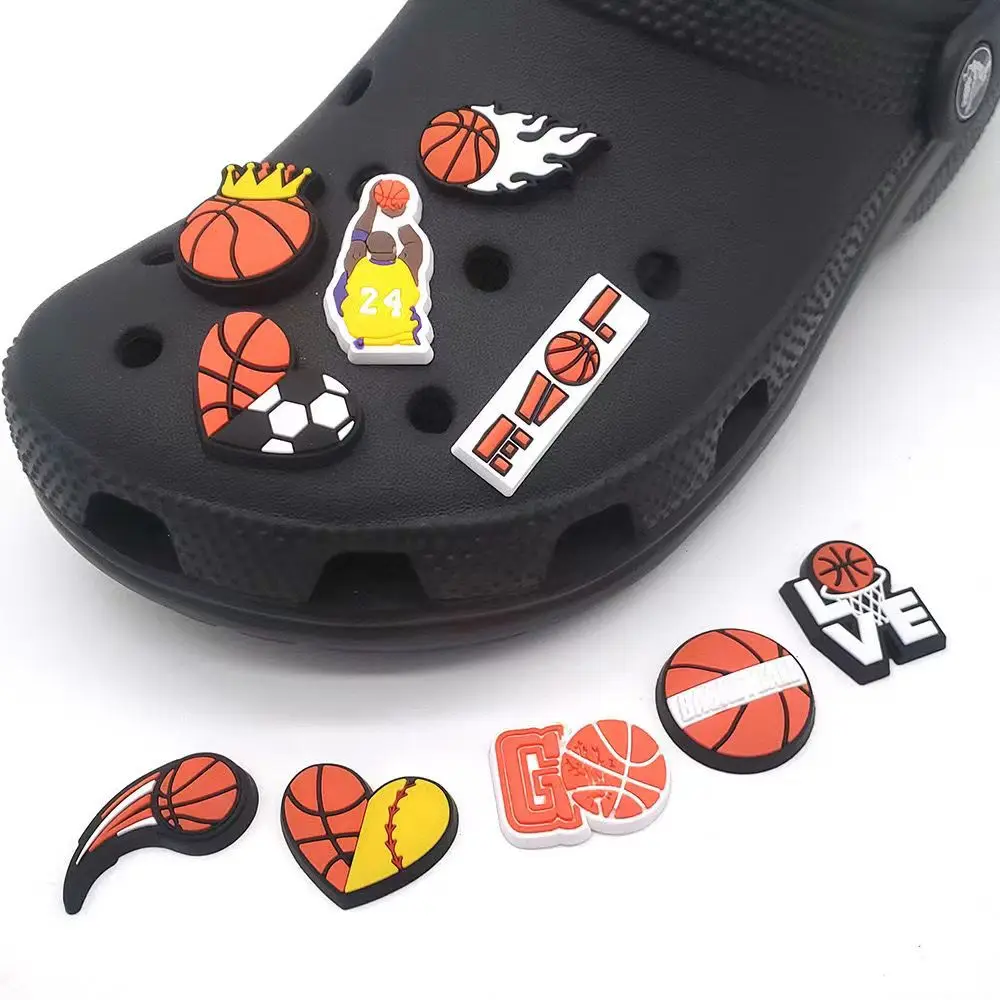 10 pcs/set Baketball Series Sports Sandals Accessory Cartoon DIY Decorative Buckle Accessory Shoes Flower Slipper Color Buckle