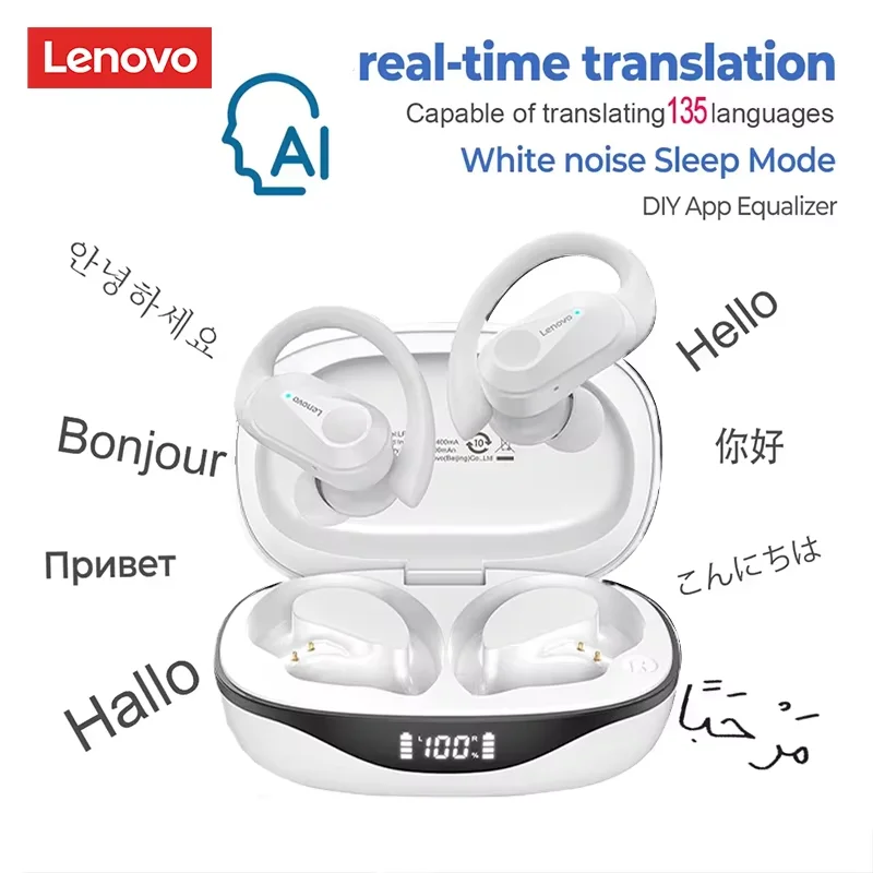 

Choice Lenovo LP75 AI True Wireless Bluetooth Earphones AI Meeting Recording Earbuds LED Digital Display Anti-sweat Headphones
