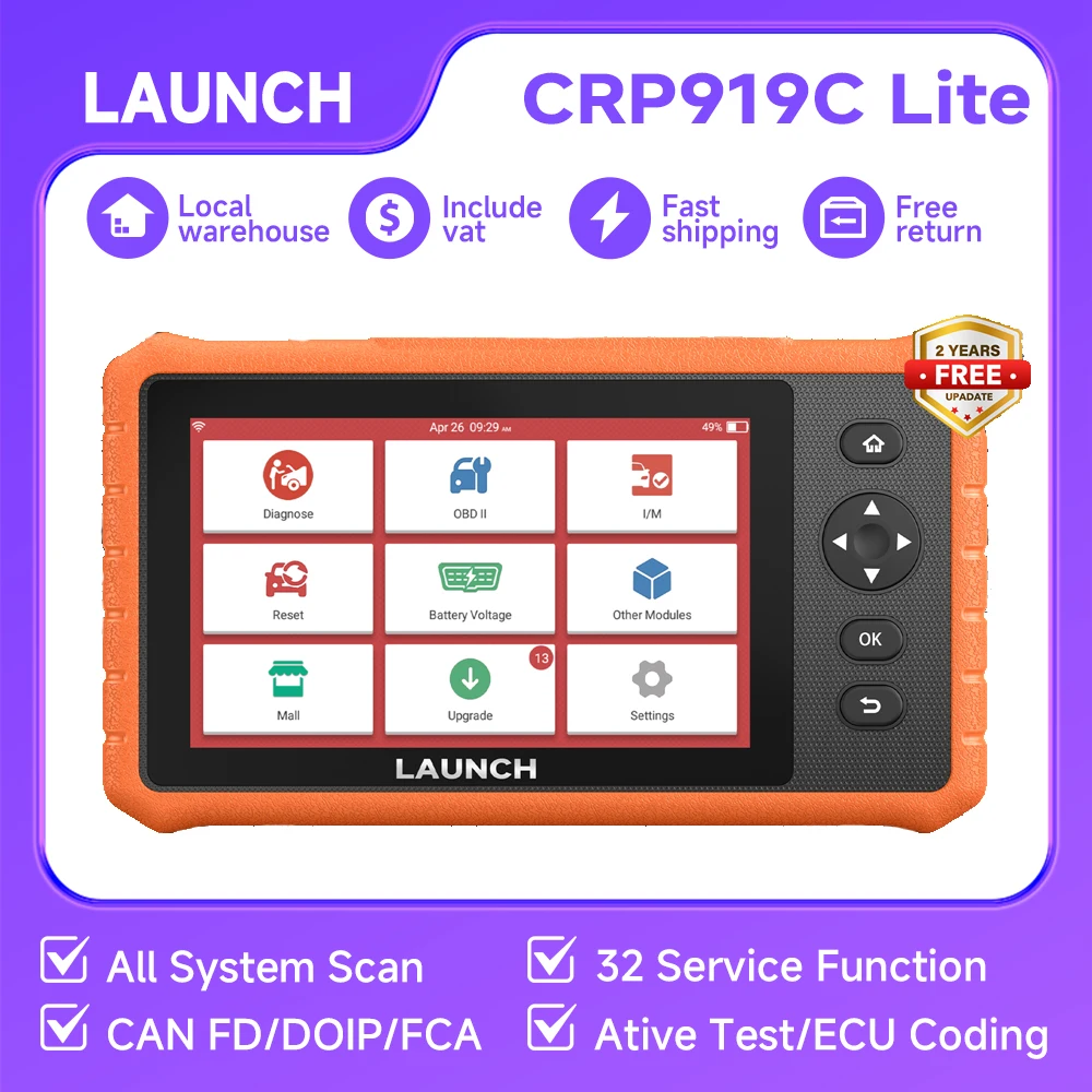 

LAUNCH CRP919C Lite OBD2 Scanner Car Diagnostic Tool 32 Reset Automotive Scanner All System Auto Scan Diagnosis Free Shipping