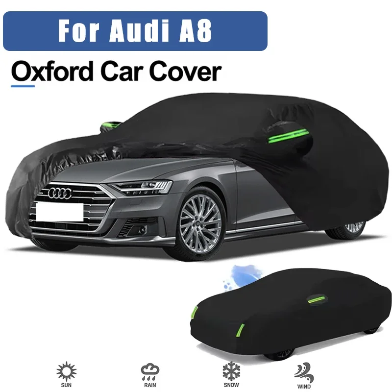 For Audi A8 Oxford Cloth Full Car Cover Outdoor Waterproof Dustproof Anti UV Sun Snow Protection Exterior Accessories