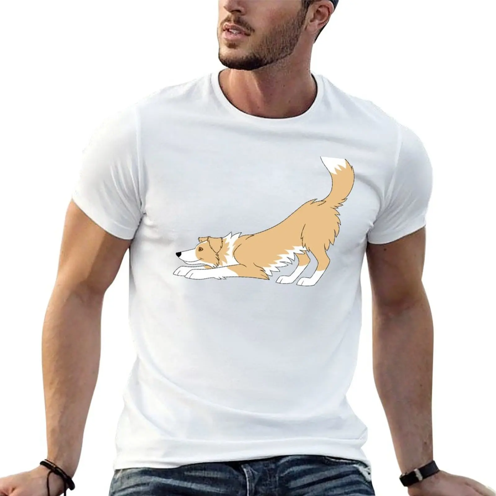 Red Border Collie Yoga T-Shirt anime stuff sports fans men clothing
