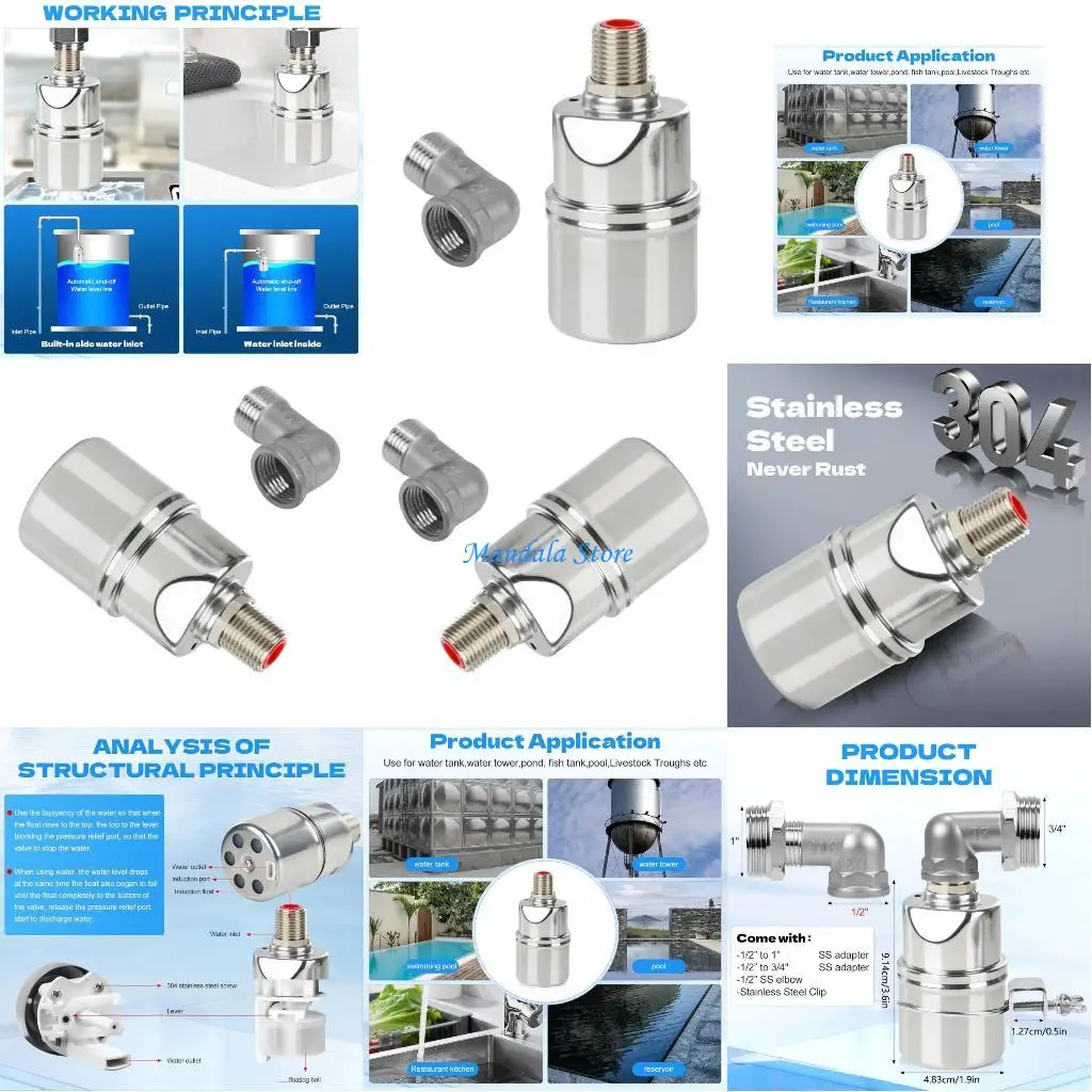 

U2JC Regulating Water Valves Set Includes Installation Accessories Multi Purpose Float Control Valves for Plumbing