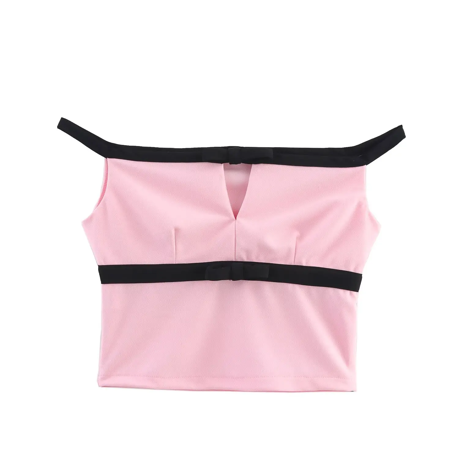 JNLEAOG Celana Rok Wanita Desain Fashion Musim Semi dengan Hiasan Simpul 364459 atau Set Dua Potong V-ne