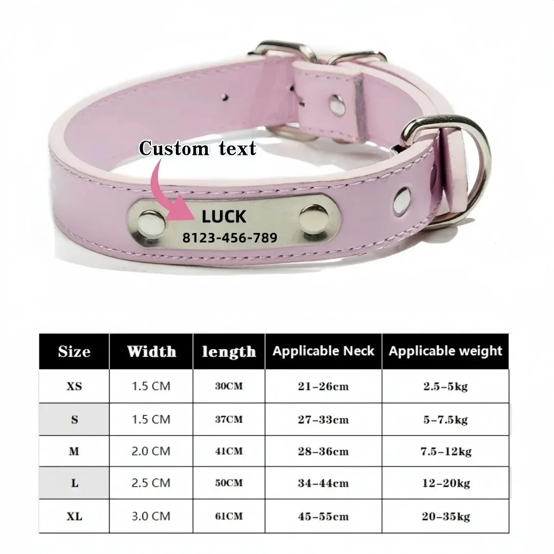 Personalisiertes, individuelles Hundehalsband mit geschnitztem ID-Tag, Anti-Verlust-Design aus massivem PU-Leder für kleine, mittelgroße und große Hunde, Heimtierbedarf – Detail 4