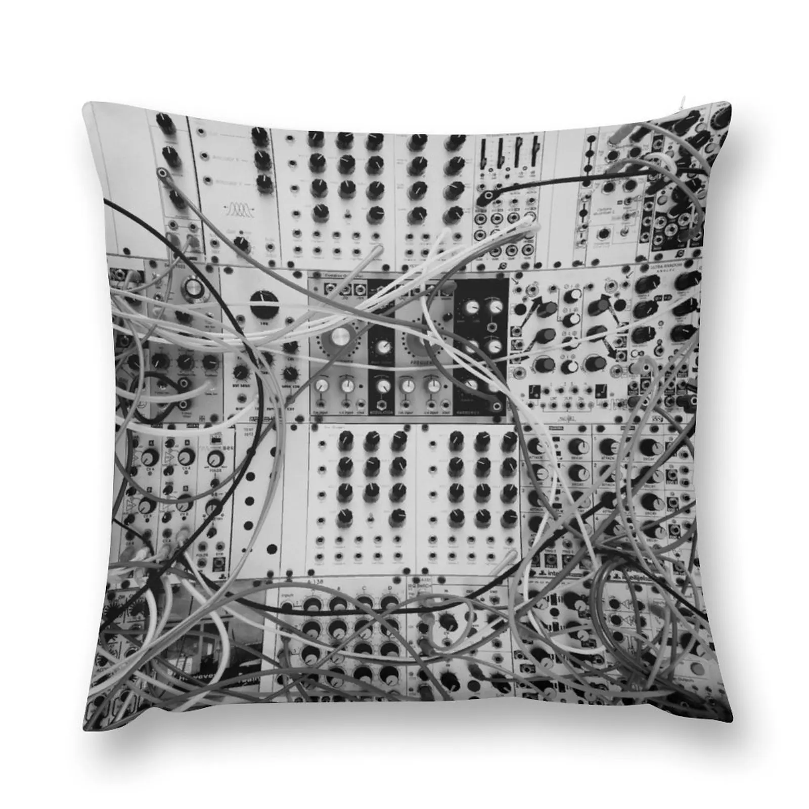 Analog Synthesizer - Modular Design - black & white Throw Pillow Sofa Cushion Pillow Cases pillow