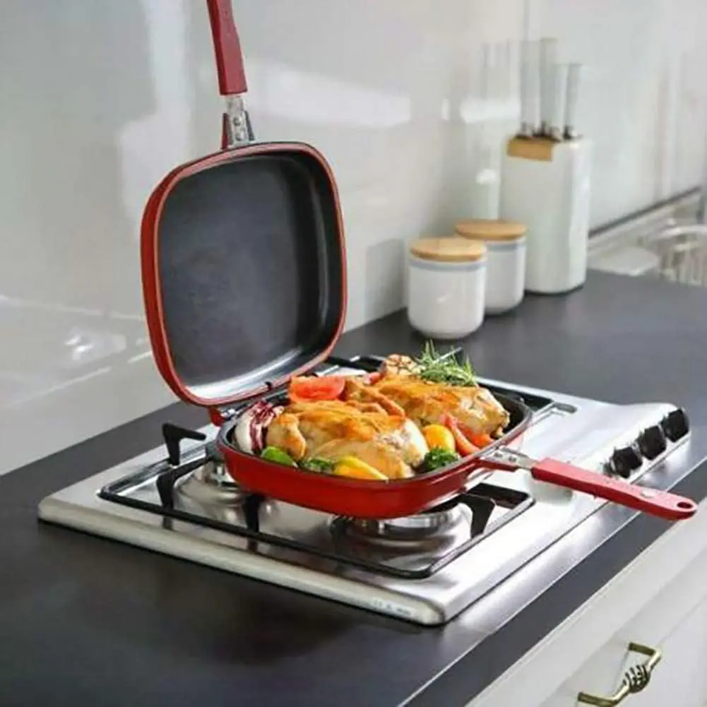 

32cm Double-Sided Frying Pan Skillet Grill Pan Baking Tray Non-Stick Skillet Wok Pan Home Garden Pancake Pan for The Kitchen