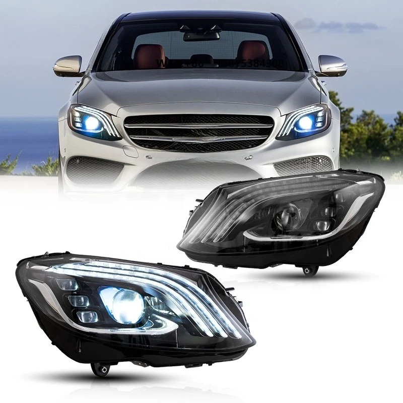 

VLAND Factory Full LED Head Lights Assembly 2015-2020 C-Class Accessories Body Kit Car Headlights for Benz W205 Front Lamp
